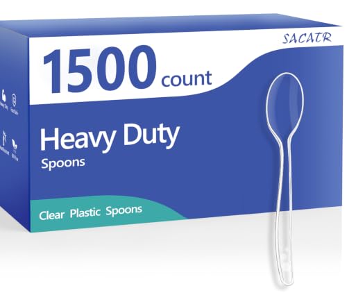 1500 Count Clear Plastic Spoons Heavy Duty (Transparent)