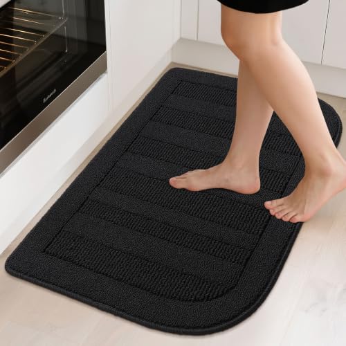 24x36 Inch Kitchen Rugs Non Slip Washable Kitchen Sink Rug (2' x 3' (Semicircular) / Black)