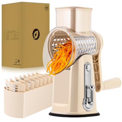 Rotary Cheese Grater 5 Blades (Beige)