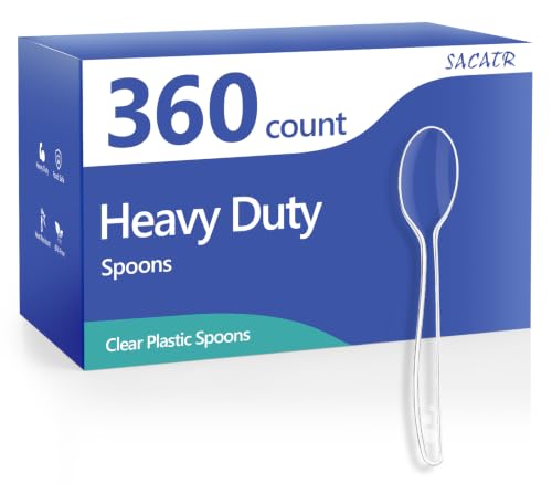360 Count Clear Plastic Spoons Heavy Duty (Transparent)