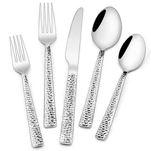 Hammered Silverware Set (Square Hammered)