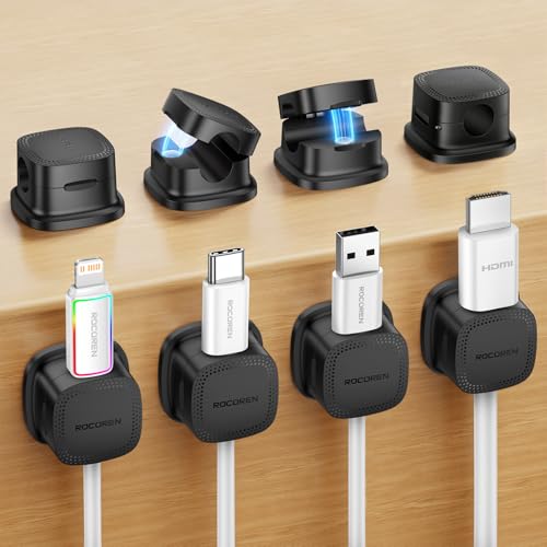 8 Pack Magnetic Cable Clips (8-Black)