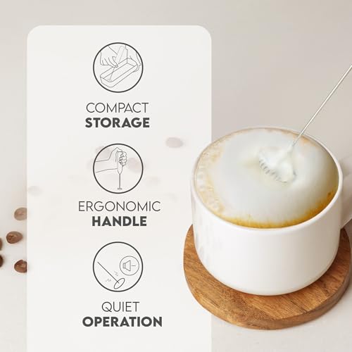 Powerful Milk Frother AA Batteries Included (Zero Black / Compact Frother + Batteries)
