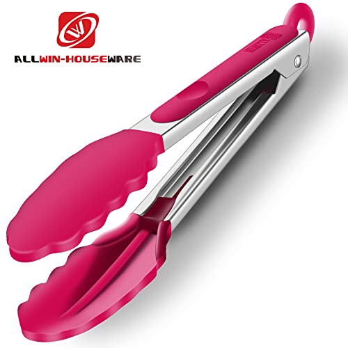 2 Pack Silicone Kitchen Tongs (Wine Red)