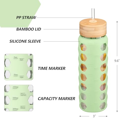 Glass Water Bottle (Mustard / 24 Ounces)