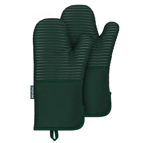 Heat Resistant 500°F Kitchen Oven Mitts 2 (Green)