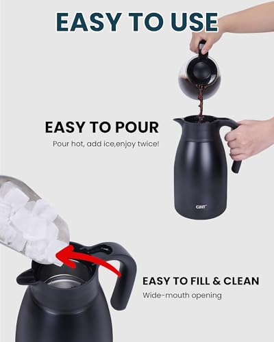 51Oz Stainless Steel Thermal Coffee Carafe with Lid (Black / 50.7 Ounces)