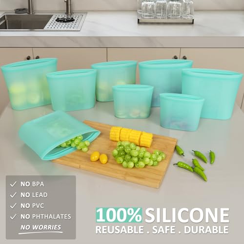 Reusable Food Bags (Aqua | M+S+XS | 8 Pack)
