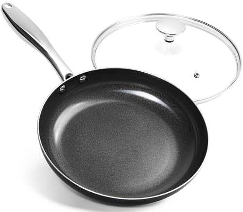 10 Inch Nonstick Frying Pan with Lid (Black / 10 inch)