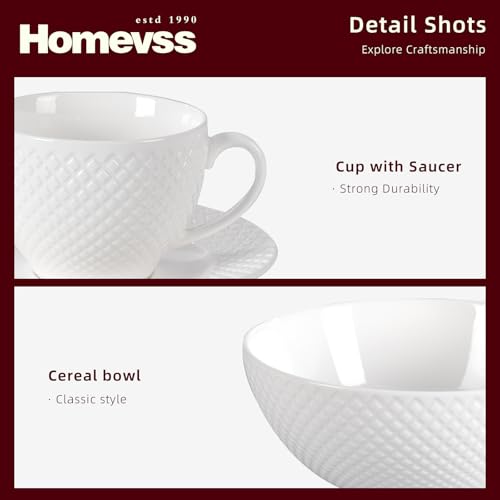 HomeVss New Bone China Dinnerware Set (Diamond / Service for 4 - 20pc Set)