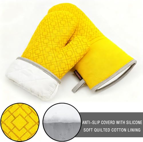 Oven Mitts and Pot Holders Sets 6pcs (Yellow)