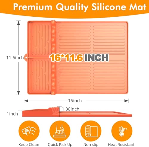 Silicone Griddle Tool Mat for Flat Top Grills (Orange-2Pcs)