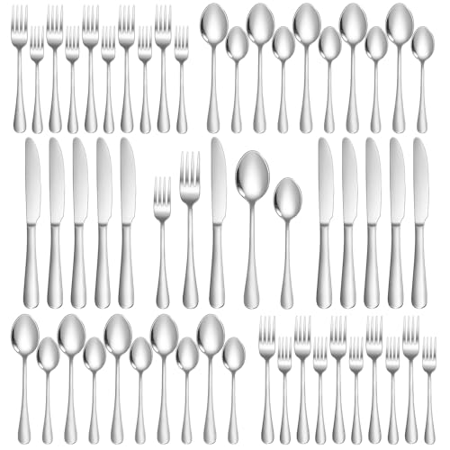 50 Piece Silverware Set (Silver / 50-Piece)