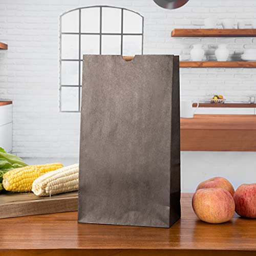 Bag Tek 12lb Paper Bags 100 Disposable Lunch Bags (12 lb / Black)