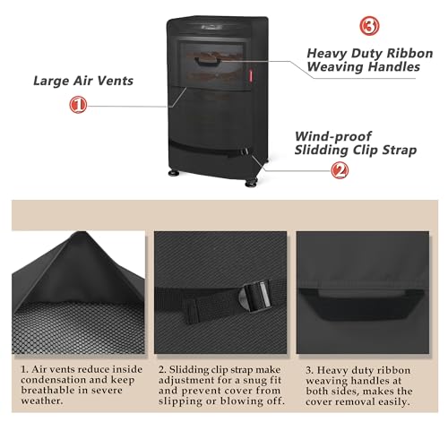 40 inch Outdoor Smoker Cover 26W x 23D x 43H inch (26"W x 23"D x 43"H / Black)
