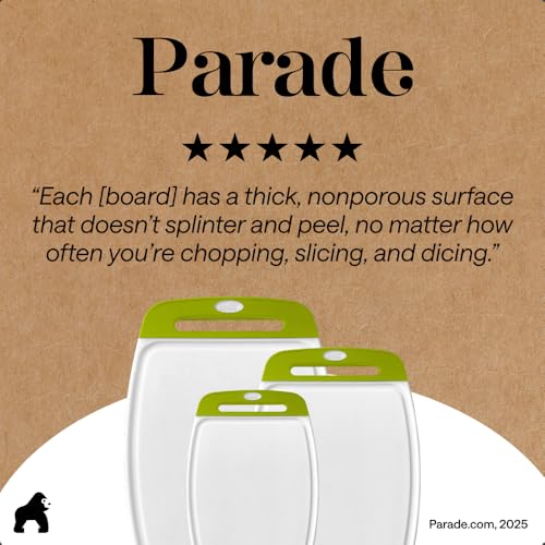 BPA Free Reversible Kitchen Cutting Board (Lime/White / Large (Pack of 3))