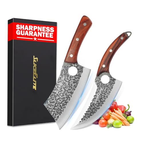 2PCS Hand Forged Butcher Knife Set