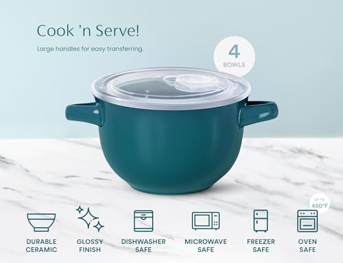French Onion Soup Crocks with Lids & Handles (Teal)