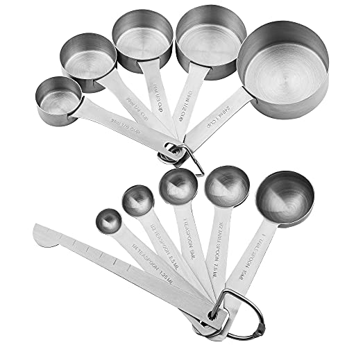 Stainless Steel Measuring Cups and Spoons Set (C: 5cups+5spoons)