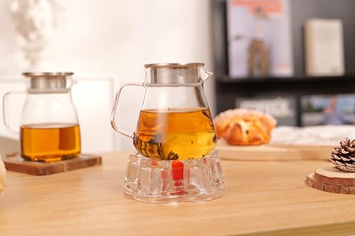 One Touch Glass Teapot with Stainless Steel Filter Lid (20oz(600ml))