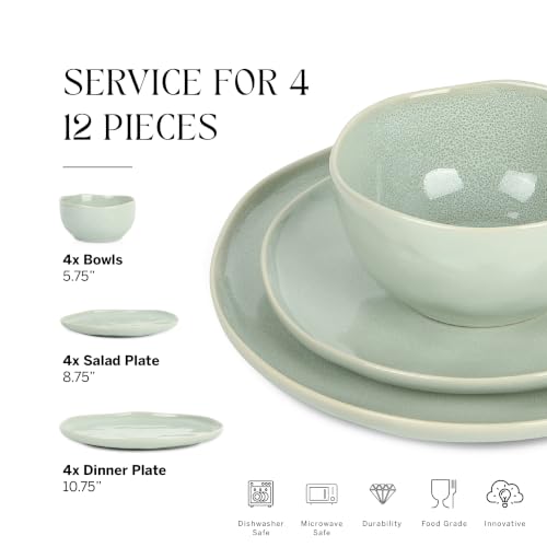 Mirella Dinnerware Set (Light Green / 12-Piece - Service for 4)