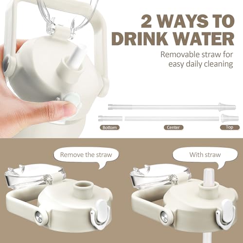 42oz Glass Water Bottles with Straw (White / 42 Ounces)
