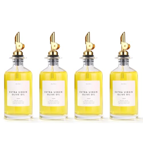 Glass Olive Oil Cruet Set (350ml, Set of 4 Bottles / Gold)