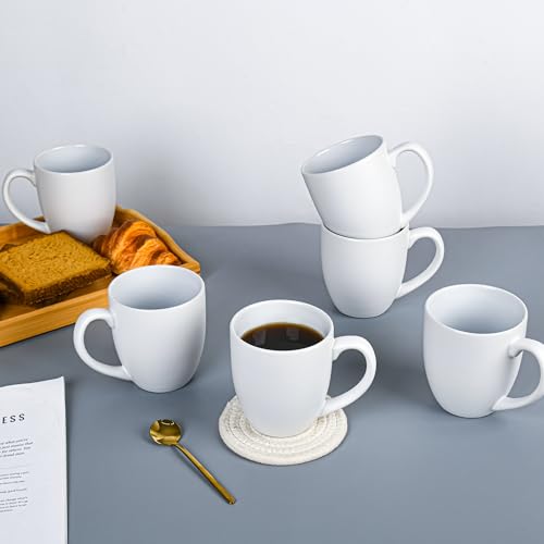 16oz Coffee Mugs Set of 6 (Matte White)
