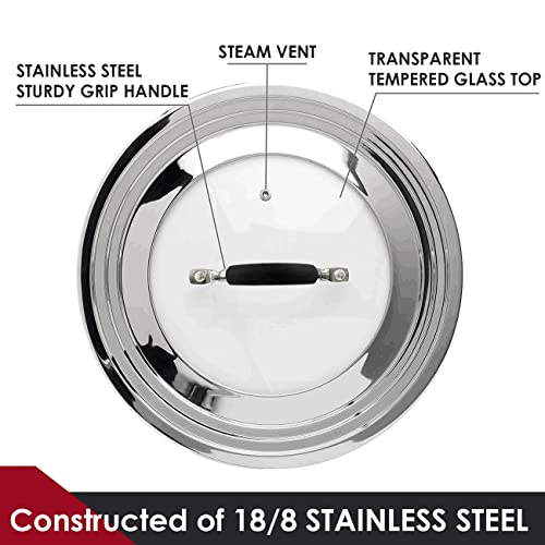 Stainless Steel Universal Lid for Pots (Black Handle)