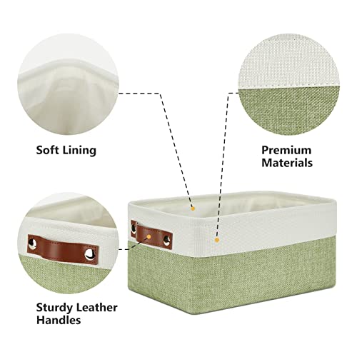 Storage Baskets for Shelves (White&Green / XS-12"x8"x5")
