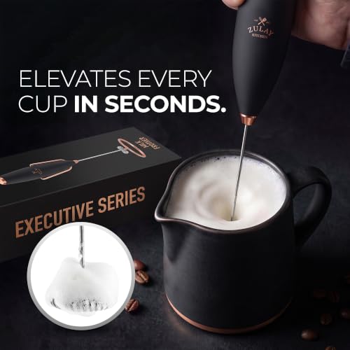 Powerful Milk Frother Wand With Duracell Batteries (Gift Box Black & Copper / Z1 Motor + Batteries)