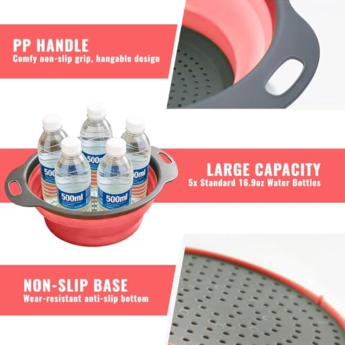 2 Pack Collapsible Silicone Colander with Handle (2 Count)