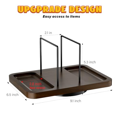 Rotating Napkin Holder for Table with Salt and Pepper Shakers Caddy (Brown)