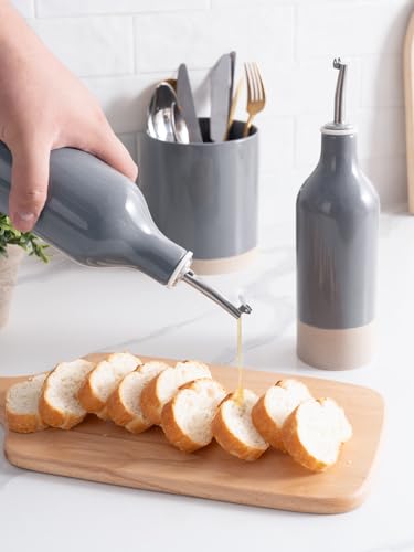 Ceramic Oil Dispenser Bottle (Light Gray and Dark Gray / 2 Pieces (Milkyway))