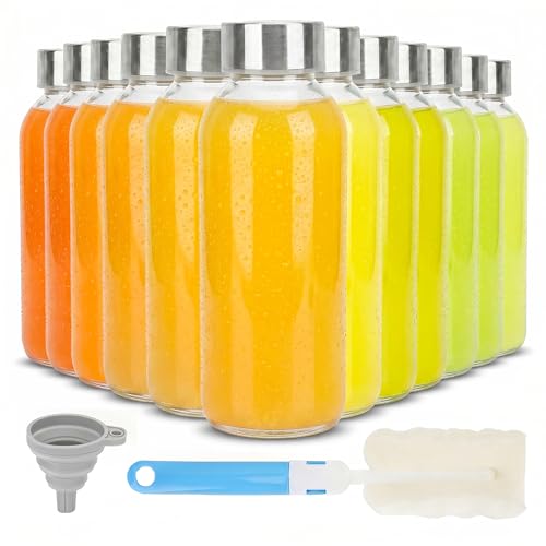 Glass Water Bottles with Stainless Steel Lids 12 oz