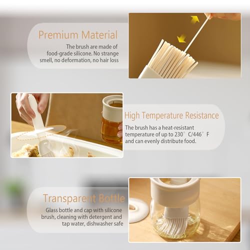 Sauce and Oil Bottle with Silicone Brush for Cooking BBQ Kitchen