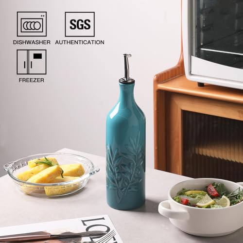 Sweejar Ceramic Olive Oil Dispenser Bottle (Gradient Blue / 24 oz, Set of 1)