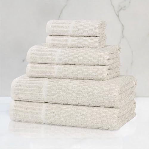 Juno Viscose Cotton Blend Medium Weight Towels (6 Piece Towel Set / Beige)