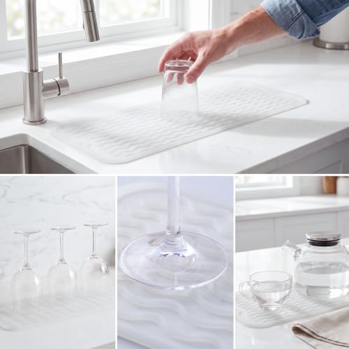 Silicone Dish Drying Mat for Multiple Usage (Translucent / 17"L x 6"W)