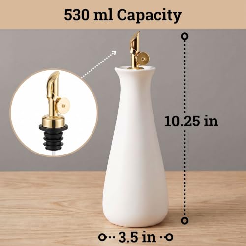 Ceramic Olive Oil Dispenser with Self (White)