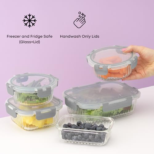 24pc Borosilicate Glass Storage Containers with Lids (Gray)