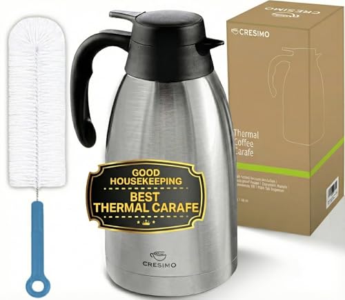 Thermal Coffee Carafe 2L (Silver w/ Brush / 68 Ounces)
