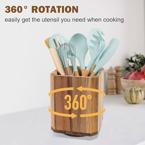 Acacia Wood Utensil Holder (1 Pack)
