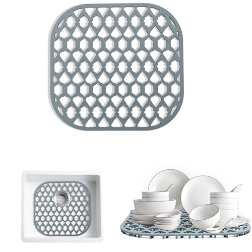Silicone Kitchen Sink Protectors Mats (Gray (2 Packs))