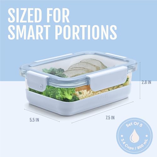 Duraglass Refresh 3.4 Cup Meal Prep Containers (Halogen Blue with Boot / 3.4 Cup)
