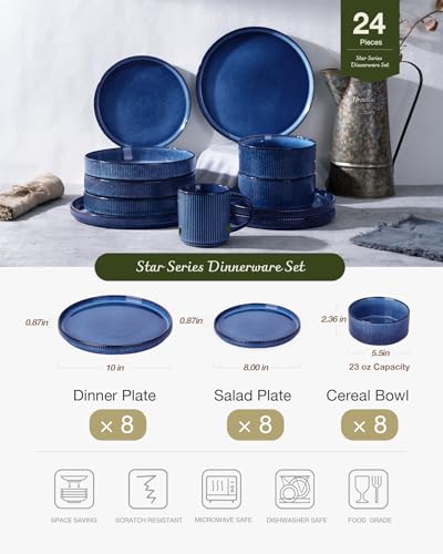 Star Stoneware Dinnerware Sets for 8 (Nebulas Blue)