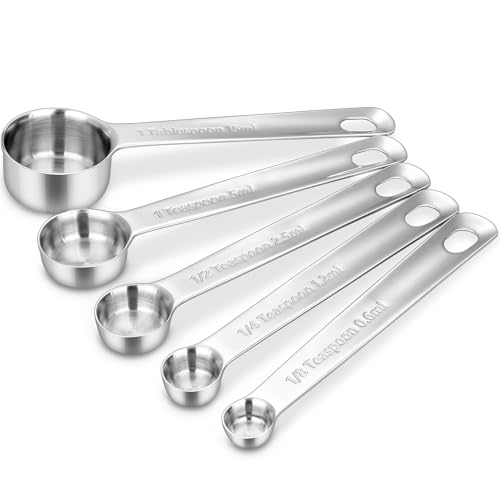Premium 18 10 Measuring Spoons Set (Silver / 5PC Measuring Spoons)