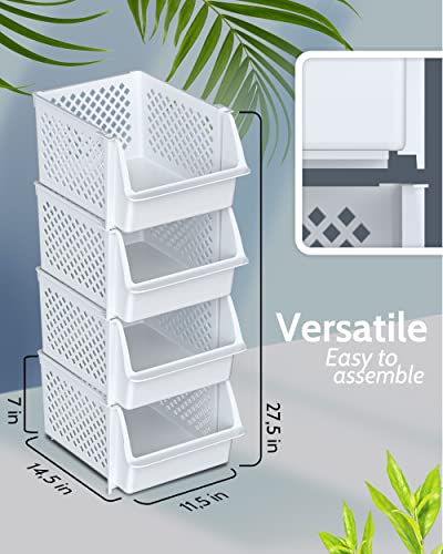Stackable Storage Bins Open Front for Pantry Storage (4 Count)