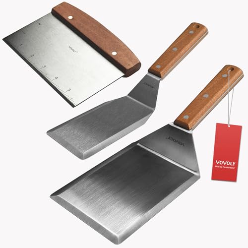 Stainless Steel Metal Spatula Set For Griddle (3" x 5", 5" x 6", 3" x 6")
