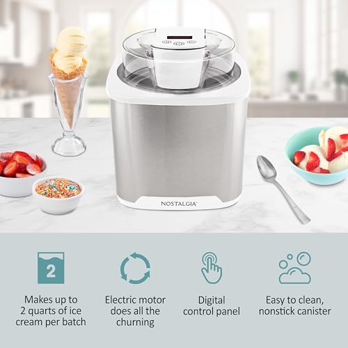 2 Quart Electric Ice Cream Maker (2 QT Digital / Stainless White)